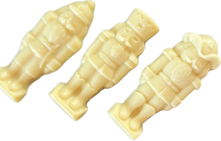 Relief-Nußknacker aus weißer Schokolade